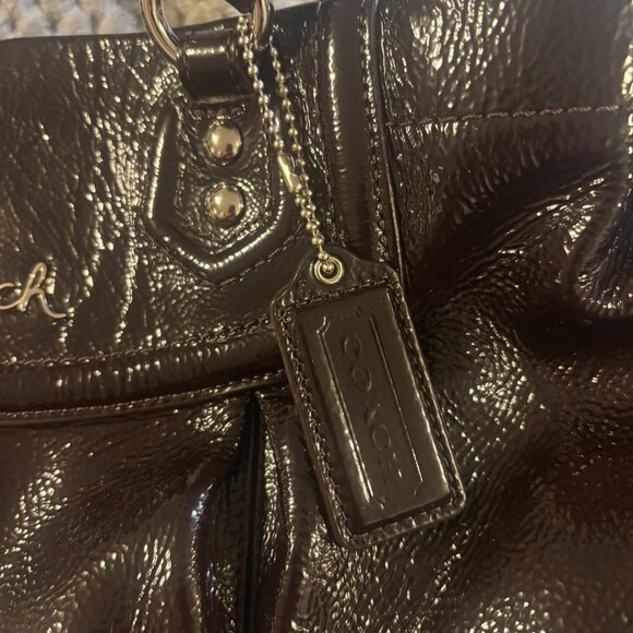 Coach Madison Patent Leather Satchel F20464 – Mahogany Brown Glossy Purse - Picture 6 of 8